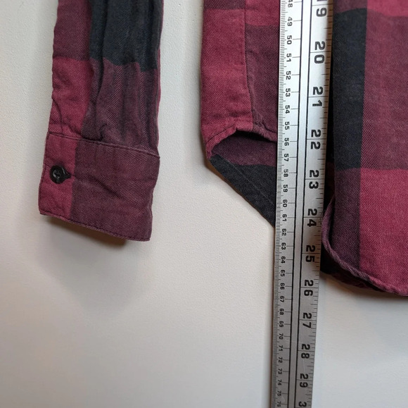 Thread & Supply Burgundy Red & Black Plaid Button Down Top Women Small - Picture 6 of 9